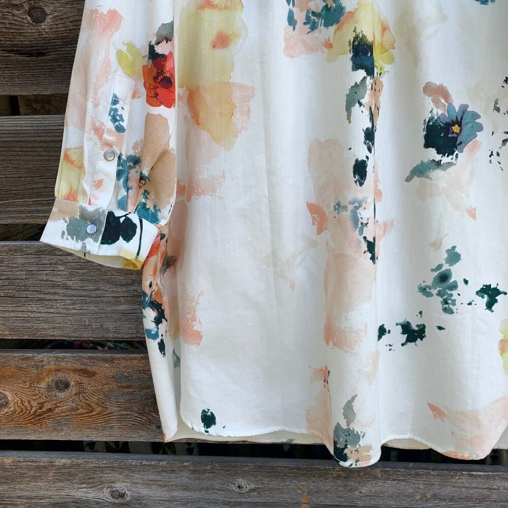 NEW Anthropologie Pilcro Shirt Dress Floral LongSleeve Ruffled Mini Size 1X Plus - Picture 5 of 10